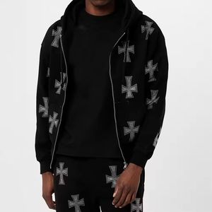 Streetwear Rhinestone Tracksuit | Designer Hoodie & Jogger Set | Custom Rhinestone Logo Fashion <b>Track</b> <b>Suit</b> OEM - Product Image 2