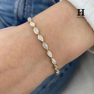 Luxury Marquise Cut Diamond Tennis <b>Bracelet</b>, 18K Gold Setting Bezel-Set Stone <b>Bracelet</b> for Women, Elegant Minimalist Jewelry - Product Image 1