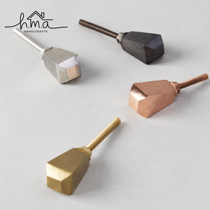 Handcrafted Geometric Metal Cabinet <b>Knob</b> Modern Faceted Drawer Pull Gold Rose Gold Silver <b>Black</b> Wardrobe Door Handle - Product Image 1
