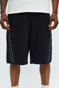 Mens Black Relaxed Fit <b>Shorts</b> with Studded Side Trim and Exposed <b>Zip</b> Detailing Designed for Contemporary Streetwear and Casual - Product Image 5