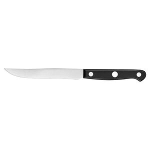Ensemble de 6 couteaux à steak noirs avec lames à bord plat argentées et manches courbes à triple rivet pour trancher la viande et la dégustation à table - Product Image 3