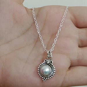 Collier de perles d'eau douce, bijoux en argent sterling 925, collier fait main, cadeau pour elle - Product Image 2