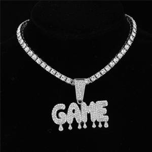 Collar con Colgante de Moissanita Personalizado, Estilo Hip Hop, con Letra, Cadena Chapada en Oro Rosa, Joyería Unisex para Fiestas - Product Image 2