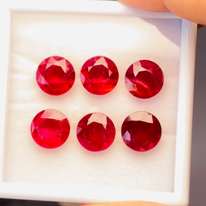 Rubis naturels chauffés certifiés IGI de qualité supérieure, taille ronde, 12 mm, lot de 6 pièces, super couleur et lustre, prix abordable - Product Image 2