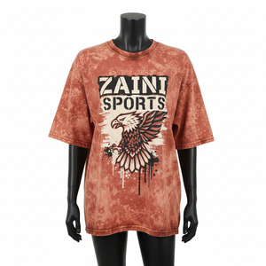 T-shirt femme délavé à l'acide, coton premium, toucher doux, couleur marron vintage, logo personnalisé imprimé, t-shirts femme délavés à l'acide en coton - Product Image 1