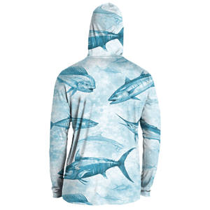 Camisa de Pesca de Manga Larga para Hombre, Estampado Tie-Dye Azul, Protección Solar UPF 50, Sudadera con Capucha, Ropa para Exteriores - Product Image 2