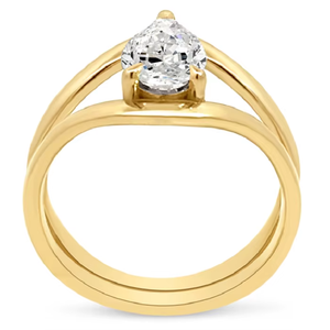 Vintage Pear Shape Lab Diamond <b>Split</b> Shank Engagement <b>Ring</b> 14K Yellow Gold for Certified Unique Design Latest Diamond - Product Image 5