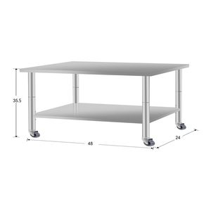Tavolo da Preparazione Commerciale 48x24 in Acciaio Inossidabile con Ripiano Inferiore e Ruote per Ristoranti e Uso Domestico - Isole e Carrelli da Cucina - Product Image 3