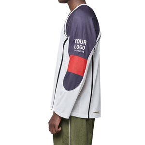 New Private Label Men's Graphic Mesh Jersey Oversized Long Sleeve Streetwear Racing Style Sports Jersey Polyester OEM MFG Jersey - Product Image 3