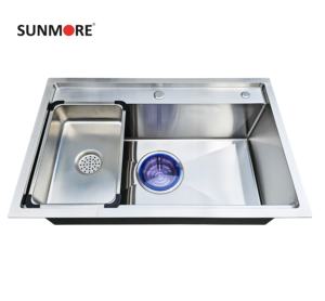 SQS 8250 hecho a mano cocina de un solo cuenco Superficie cepillada diseño moderno multifunción forma rectangular 304 Acero inoxidable vietnamita - Product Image 6