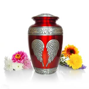 Urne funéraire en aluminium, urne pour cendres avec ailes d'ange, urne commémorative pour adulte, urne funéraire en métal pour cendres humaines, urne funéraire artisanale - Product Image 1