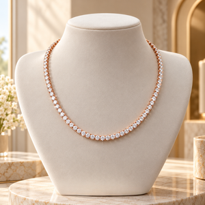 Collier tennis élégant en diamants de laboratoire de 22 pouces |   Fournisseurs B2B de bijoux en or 14 carats avec diamants ronds de 0,15 carat et 3,5 mm - Product Image 1