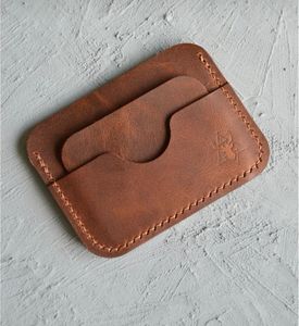 Porte-cartes de visite élégant en cuir véritable avec fermeture à glissière - Product Image 3
