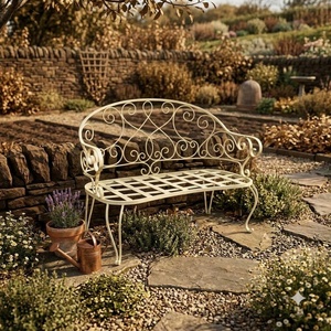 Luxury Classic European Wrought Iron <b>Garden</b> <b>Bench</b> Hand Forged Artistic <b>Metal</b> Seating Powder Coated Outdoor Park 2-Seater KHP - Product Image 3