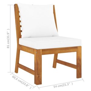 Divano Medio in Legno Massello di Acacia con Rivestimento in Poliestere Crema, Elegante Sedia Media in Legno Massello di Acacia - Product Image 6