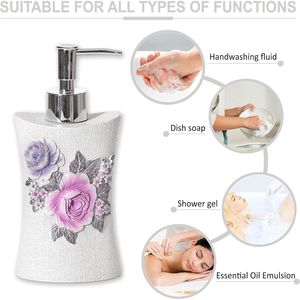 Set di Accessori da Bagno Michelle con Design Floreale, 4 Pezzi, Dispenser per Lozione, Portaspazzolino, Portasapone - Product Image 3