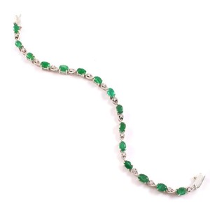 Natural Emerald Charm <b>Bracelet</b> in Sterling Silver White Gold Plated Luxury Green <b>Gemstone</b> Jewelry for Women Party Gift - Product Image 3