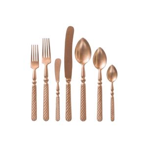 Ensemble de couverts en acier inoxydable plaqué or et argent intemporel de 7 pièces poignées uniques parfaites pour les repas de luxe de tous les jours - Product Image 1