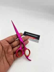 Ciseaux de coiffure professionnels rose métallisé de 6,5 pouces, sur mesure, à lame droite et sans dents, pour salon de barbier – Vente chaude - Product Image 2
