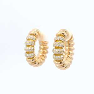 Ribbed Wrap Diamond <b>Hoop</b> <b>Earrings</b> 10k 14k 18k <b>Solid</b> Gold Everyday Wear Pave Lab CVD HPHT Chunky Spiral Huggies Wholesale Bulk - Product Image 5
