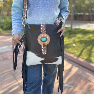 Hand Tooled Carving Handbag Real Cowhide Leather Fringe Bohemian Wholesale Designer <b>Bags</b> Hot Selling <b>Bags</b> for <b>Women</b> - Product Image 1