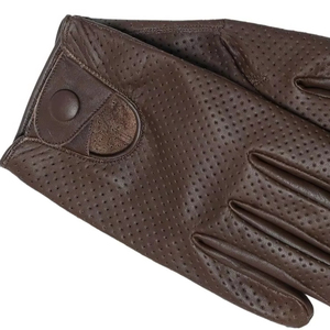 Gants de conduite unisexes en cuir véritable |   Gants de voiture classiques perforés |   Poignet ajustable respirant à séchage rapide de haute qualité - Product Image 1
