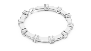 Bracelet de luxe pour femme en or massif 18 carats avec diamant de laboratoire rond brillant de 5,6 carats, maillons en barre et fermoir mousqueton - Product Image 6
