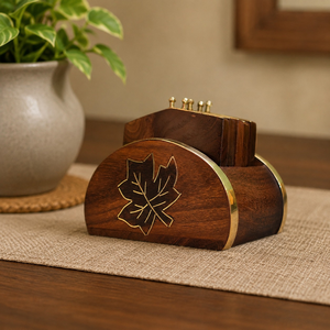 Luxury Indian Rosewood Coaster Set with Brass Inlay Lightweight Handmade Eco-Friendly Office <b>Desk</b> Decor Gift - Product Image 3