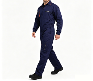 Combinaison de travail imperméable en microfibre, salopette de mécanicien en gris bleu marine avec fermeture éclair sur le devant et poches - Product Image 2