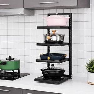 Étagère de rangement métallique à trois niveaux, hauteur réglable 60 cm, pour salon, design minimaliste, type sur pied - Product Image 3