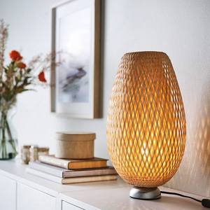Classic Handmade Bamboo Urn Table Lamp | Rustic Ambient Bedside Night <b>Light</b> - Product Image 1