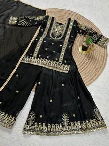Salwar Kameez en soie brodée pour filles, 3 pièces, vêtements ethniques pour enfants, dupatta, robe de fête indienne pakistanaise, mariages, festivals - Product Image 3