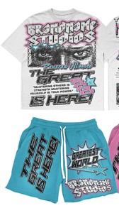2026 Custom Vintage T-<b>Shirt</b> <b>Shorts</b> Two Piece <b>Set</b> Tracksuit Acid Wash Screen Printing T <b>Shirt</b> <b>and</b> <b>Shorts</b> <b>Set</b> <b>Men</b> - Product Image 6
