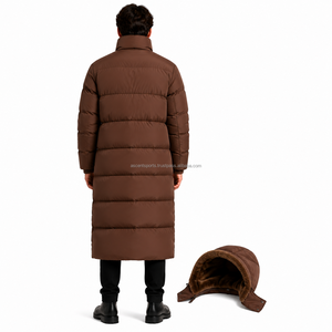 Manteau long matelassé sans capuche pour homme, veste d'hiver chaude à col montant, vêtement d'extérieur matelassé, manteau décontracté tendance, fabricant sur mesure - Product Image 2