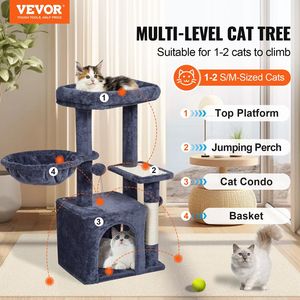 31.4\" Indoor Cat Tower Condo with Sisal <b>Scratching</b> <b>Post</b> Hammock Top Perch Jumping Platform for Cats - Product Image 2