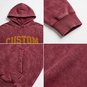 Sweat à capuche homme en molleton de coton épais, style vintage High Street, avec patch chenille personnalisé, épaules tombantes, haut streetwear rétro - Product Image 6