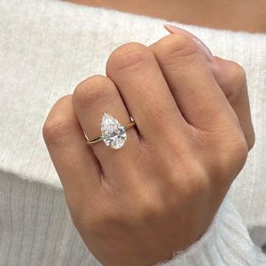 3 Carat Pear Cut Lab Grown Diamond 18K Gold Plated <b>Ring</b> for Women | IGI Certified <b>Solitaire</b> Engagement <b>Ring</b> Filled Diamonds - Product Image 1