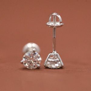 Round Moissanite Diamond <b>Stud</b> Classic Solitaire Style <b>Earrings</b> in 925 <b>Sterling</b> <b>Silver</b> for Women - Product Image 4