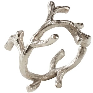 Porta Servilletas Metálico Plateado de Lujo con Diseño de Rama, Accesorios de Comedor Inspirados en la Naturaleza, Anillo para Servilletas con Rama Plateada Escultural y Sofisticada - Product Image 3
