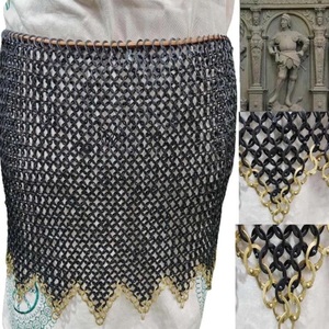กระโปรงเหล็กถักแบบ Chainmail – เหล็กแบนขนาด 9 มม. ติดหมุดพร้อมขอบทองเหลืองลายซิกแซก - Product Image 2