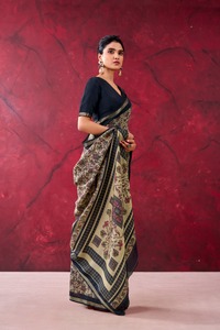 Latest Women Casual and Festival Wear Polyester <b>Viscose</b> Chanderi Cotton Saree with Printed With Zari Weaving Work for Women - Product Image 2