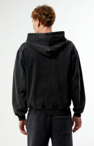 Sweat à capuche zippé oversize pour homme, effet délavé soleil, avec appliqué ailes, style streetwear, en molleton bouclette 100% coton, pour l'hiver - Product Image 2