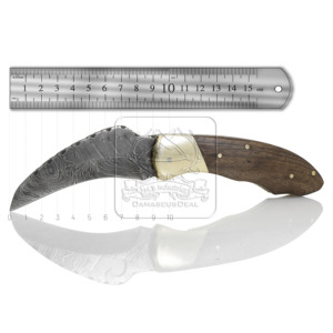 Wholesale Damascus Steel Handmade Folding Pocket Knife DD-FK-847 Exotic Walnut Wood Handle Brass Bolsters Bushcraft EDC Tactical - Product Image 4