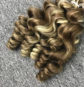 Venta al por mayor 100% Virgen Remy máquina de cabello humano de doble trama de onda profunda rizos Afro Color Rubio para Piano Twist Extensiones de cabello - Product Image 3