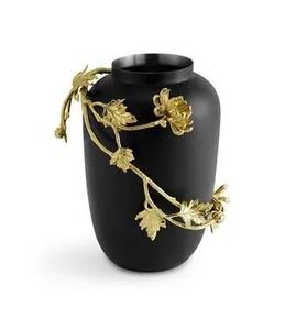 Vase à fleurs Art Déco en laiton noir avec finition mate, vase de table en acier inoxydable pour salon et décoration de mariage - Product Image 1