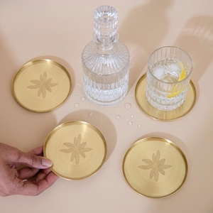 Geometric Heritage Brass <b>Coaster</b> Handcrafted Solid Brass Heat Resistant <b>Drink</b> <b>Coaster</b> Elegant Table Protection Gift - Product Image 6