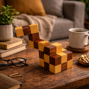 Handmade Wooden Cubic <b>Puzzle</b> | Decor Indian Rosewood Interlocking <b>Cube</b> Art Piece | Tabletop Home Decor Gift - Product Image 4