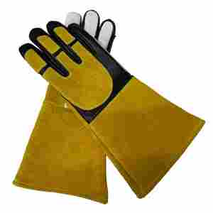 Gants de soudage professionnels en cuir de vachette résistants à la chaleur pour soudeurs TIG MIG avec manchette longue en cuir fendu pour hommes - Product Image 2