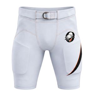 White American Football Shorts Men <b>Athletic</b> Uniform Lightweight Breathable Comfortable Training Shorts with Belt and Team Log - Product Image 1