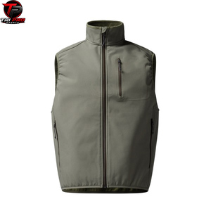 Gilet utilitaire softshell pour homme, col montant, fermeture éclair intégrale, poche poitrine zippée, imprimé forêt, pour la chasse, la pêche et les voyages - Product Image 1